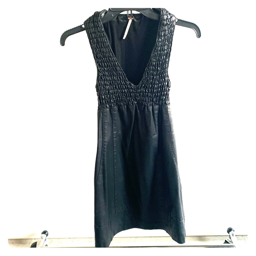 Free People - Black Leather Mini Dress